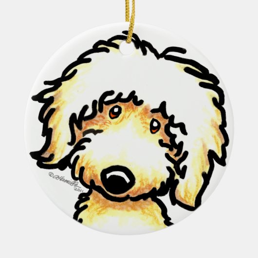 Gelbe Labradoodle Personalisierte Kunst Keramikornament (Vorne)