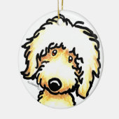 Gelbe Labradoodle Personalisierte Kunst Keramikornament (Links)