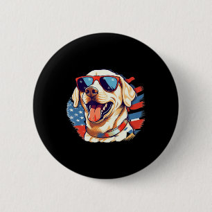 Gelbe Labrador 4. Juli Design Patriotic Pup Labrad Button