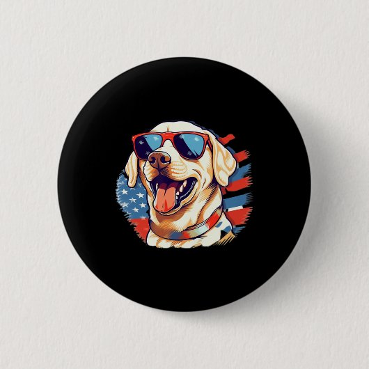 Gelbe Labrador 4. Juli Design Patriotic Pup Labrad Button (Vorderseite)
