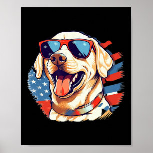 Gelbe Labrador 4. Juli Design Patriotic Pup Labrad Poster