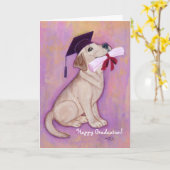 Gelbe Labrador-Abschluss-Welpen-Schule Karte (Gelbe Blume)