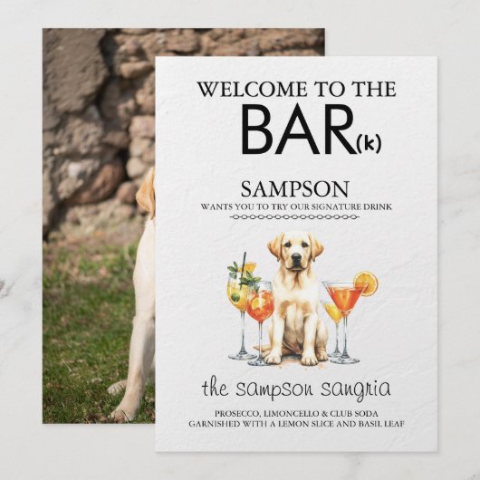 Gelbe Labrador Bar Menükarte (Vorne/Hinten)