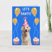 Gelbe Labrador Birthday Pawty Karte (Vorderseite)