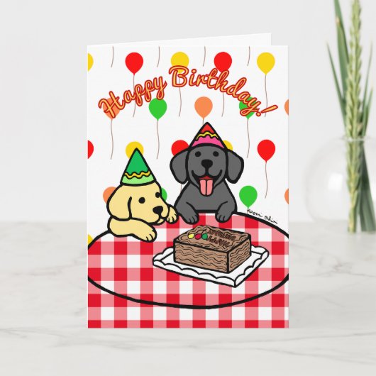 Gelbe Labrador & Black Lab Geburtstag Karte (Vorderseite)