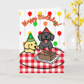 Gelbe Labrador & Black Lab Geburtstag Karte (Gelbe Blume)