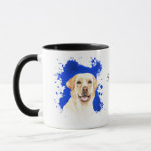 Gelbe Labrador Blue Abstrakt Background Tasse (Links)