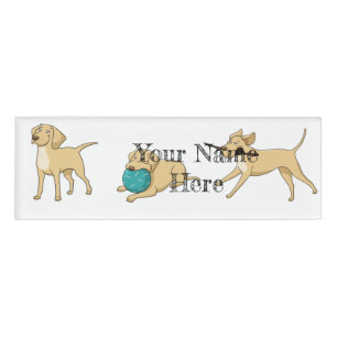 GELBE LABRADOR CARTOON 2 NAMENSCHILD