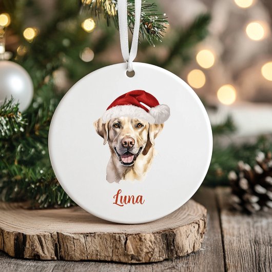 Gelbe Labrador Dog Personalisiert Weihnachten Keramik Ornament