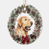 Gelbe Labrador Dog Pinecone Personalisiert Keramik Ornament (Links)