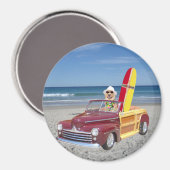 Gelbe Labrador Driving Woodie Magnet (Vorderseite/Rückseite)