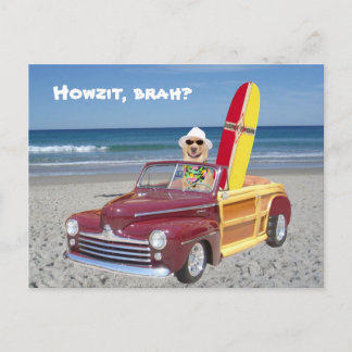 gelbe Labrador Driving Woodie Postkarte