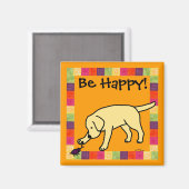 Gelbe Labrador Friendly Cartoon Labrador Magnet (Vorderseite/Rückseite)