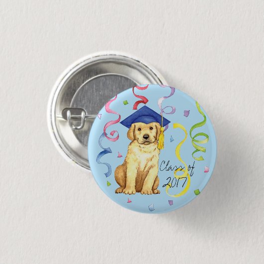 Gelbe Labrador Graduate Button (Vorne & Hinten)