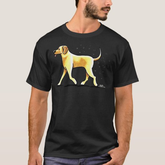 Gelbe Labrador Hairy Weckte Angepasst T-Shirt (Vorderseite)