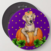 Gelbe Labrador Halloween Labr-O-Lantern Button (Vorne & Hinten)