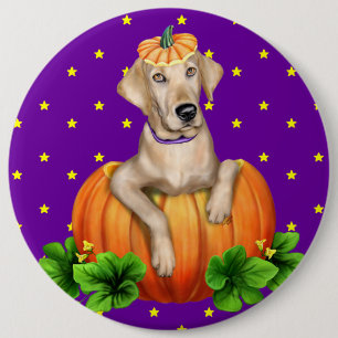 Gelbe Labrador Halloween Labr-O-Lantern Button