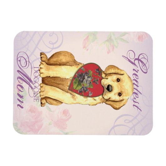 Gelbe Labrador Herzstück Mama Magnet (Horizontal)