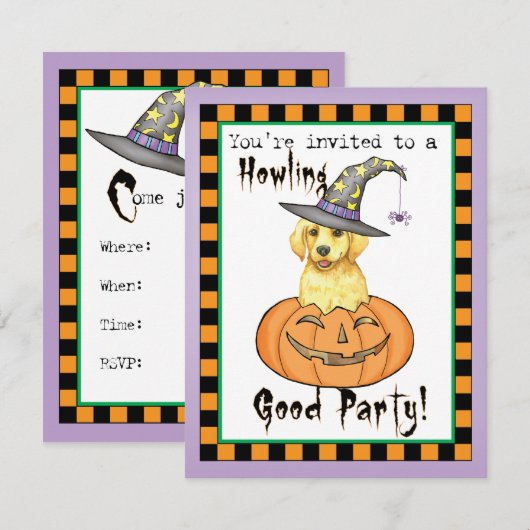 Gelbe Labrador Hexeneinladung (Vorne/Hinten)