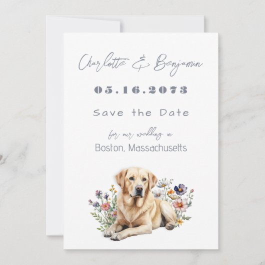 Gelbe Labrador Hund Hochzeit Speichern Sie die Dat Save The Date (Vorderseite)