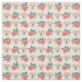 Gelbe Labrador Hund Rosa Blüten Stoff (Muster)