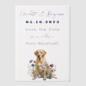 Gelbe Labrador Hund und Wildblumen Save the Date Pergament Einladungen (Vorderseite)