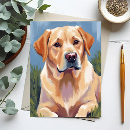 Gelbe Labrador Hunde Pet Malerei Postkarte