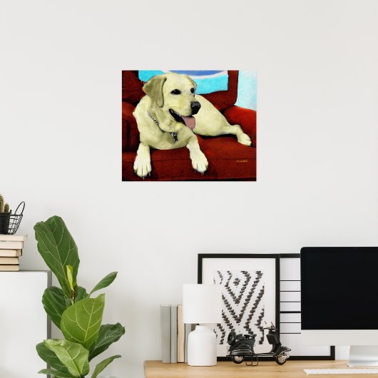 GELBE LABRADOR IM VORSITZ POSTER (Heimbüro)