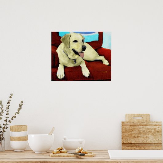 GELBE LABRADOR IM VORSITZ POSTER (Küche)