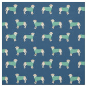 Gelbe Labrador in Scrubs-Marineblau Stoff (Muster)