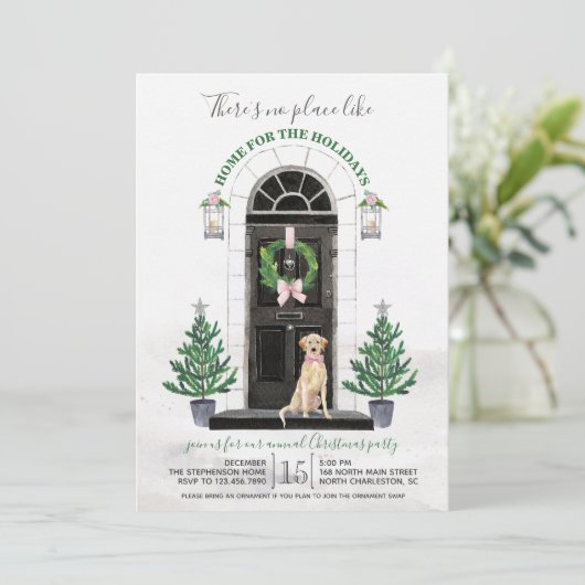 Gelbe Labrador Labrador Retriever Holiday Party Einladung (Stehend Vorderseite)