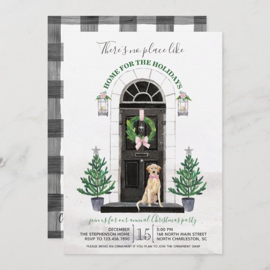 Gelbe Labrador Labrador Retriever Holiday Party Einladung (Vorne/Hinten)