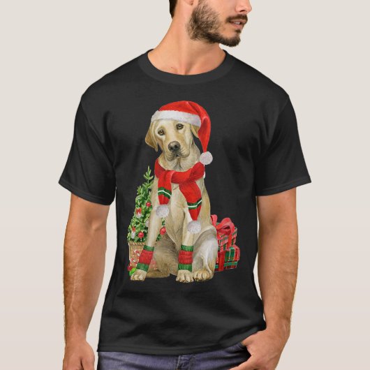 Gelbe Labrador Labrador Weihnachtsbaum Hund Lover T-Shirt (Vorderseite)
