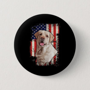 Gelbe Labrador-Labradore Patriotische Amerikanisch Button
