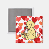 Gelbe Labrador lecken Eiscreme mit Herz Magnet (Vorderseite/Rückseite)