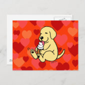 gelbe Labrador lecken Eiscreme mit Herz Postkarte (Vorne/Hinten)