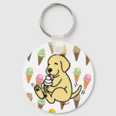 Gelbe Labrador lecken Eiscreme Schlüsselanhänger (Vorderseite)