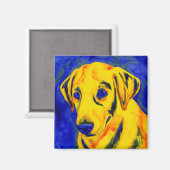 Gelbe Labrador Magnet - "Archie" (Vorderseite/Rückseite)