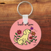 Gelbe Labrador Mama & Grün Schlüsselanhänger (Vorderseite)
