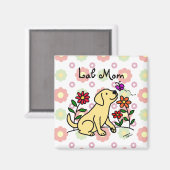 Gelbe Labrador Mama und grüne Blumen Magnet (Vorderseite/Rückseite)
