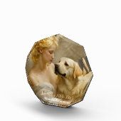 Gelbe Labrador mit Angel Custom Memorial Fotoblock (Rechts)