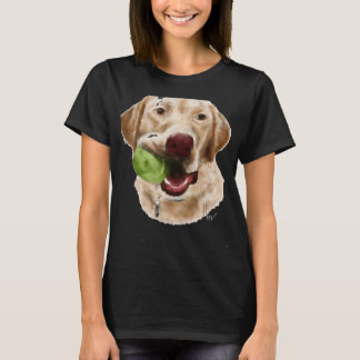 Gelbe Labrador mit grünem Ball T-Shirt