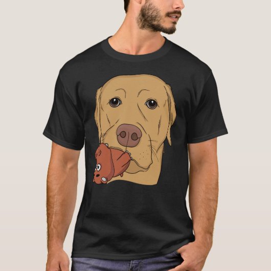 Gelbe Labrador mit Hippo-Spielzeug Angepasst T-Shirt (Vorderseite)