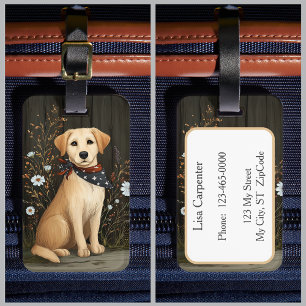 Gelbe Labrador Patriotic Niedlich Dog Labrador Ret Gepäckanhänger