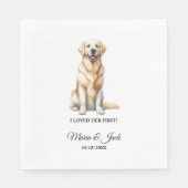 Gelbe Labrador Personalisierter Haustier Hochzeits Serviette (Vorderseite)