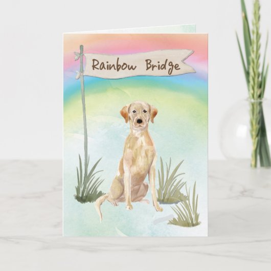 Gelbe Labrador Pet Beileid über Regenbogenbrücke Karte (Vorderseite)