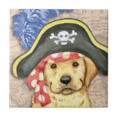 Gelbe Labrador Pirate Fliese (Vorderseite)