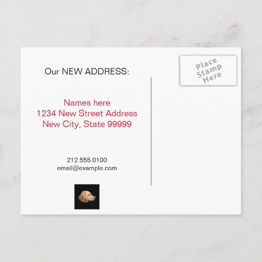 Gelbe Labrador Portrait Neue Adresse Ankündigungspostkarte (Rückseite)