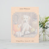 Gelbe Labrador Pup und Pumpkin Harvest Orange Briefkopf (Stehend Vorderseite)