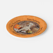 Gelbe Labrador Pup und Pumpkin Harvest Orange Pappteller (Schrägansicht)